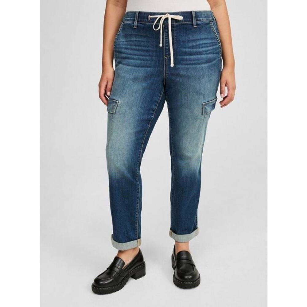 Torrid Weekend Boyfriend Cargo Jean Size 6 Andromeda Pull On Drawstring NWT